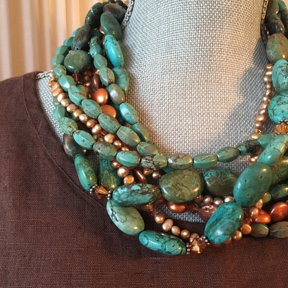 "Handmade" Jewelry - HP 1/17 💟 Turquoise Pearls Sterling Necklace